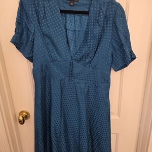 Banana Republic Teal Polka Dot Midi Dress